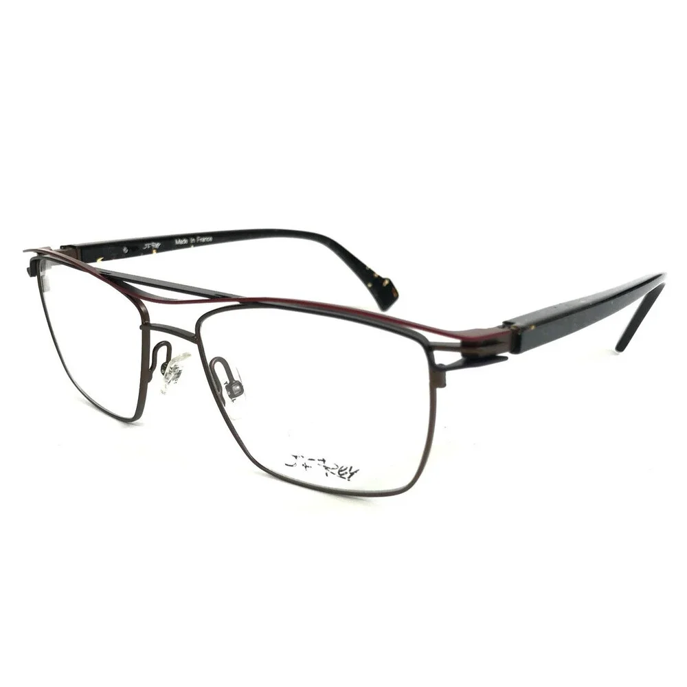 J. F. Rey Eyeglasses Frames JF2963 4390 Black Brown Red Rectangle 53-17-148